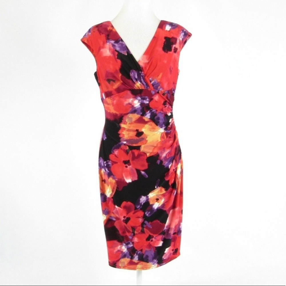 Ralph Lauren Fliral Faux Wrap Dress Size 6